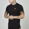 SikSilk Elastic Cuffed- T-Shirt Print - Black -Heren Kledingwinkel 089fee006b114f4897daa0843c1f053b