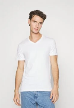 Pier One V Neck Bird Tonal 3 Pack - T-Shirt Basic - Light Brown/White/Dark Blue -Heren Kledingwinkel 1f5463f9c0604b97998b18e77595bc5f