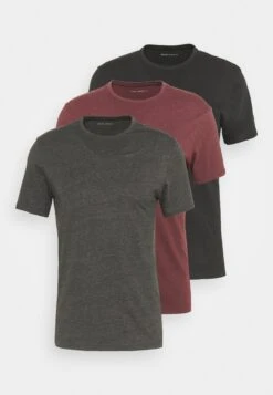 Pier One 3 Pack - T-Shirt Basic - Black/Mottled Dark Grey/Bordeaux -Heren Kledingwinkel 3a3d359b577841e6a576172d8b53126f