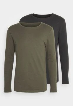 Pier One 2 Pack - Longsleeve - Black/Khaki -Heren Kledingwinkel 53fb57fe09314c7597291e1ba0dccb89