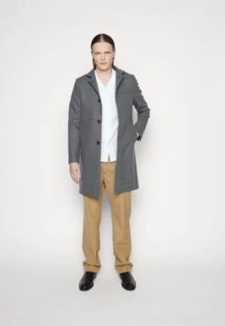 J.Lindeberg Holger Melton Coat - Mantel - Mid Grey Melange -Heren Kledingwinkel 87ecc130771c4ac693650fe7994370ac
