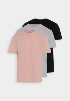 Pier One 3 Pack - T-Shirt Basic - Mottled Light Grey/Pink/Black -Heren Kledingwinkel 99867f7702c549b5b66de9a87bff9eae