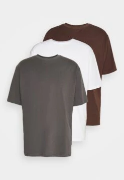 YOURTURN 3Pack Unisex - T-Shirt Basic - White/Dark Grey /Dark Brown -Heren Kledingwinkel e4b5771656f64562bba5125910df7882
