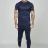 SikSilk Short Sleeve Dynamic Tech - T-Shirt Print - Navy -Heren Kledingwinkel ebb21b4aeadd4be1bafab83814604f92